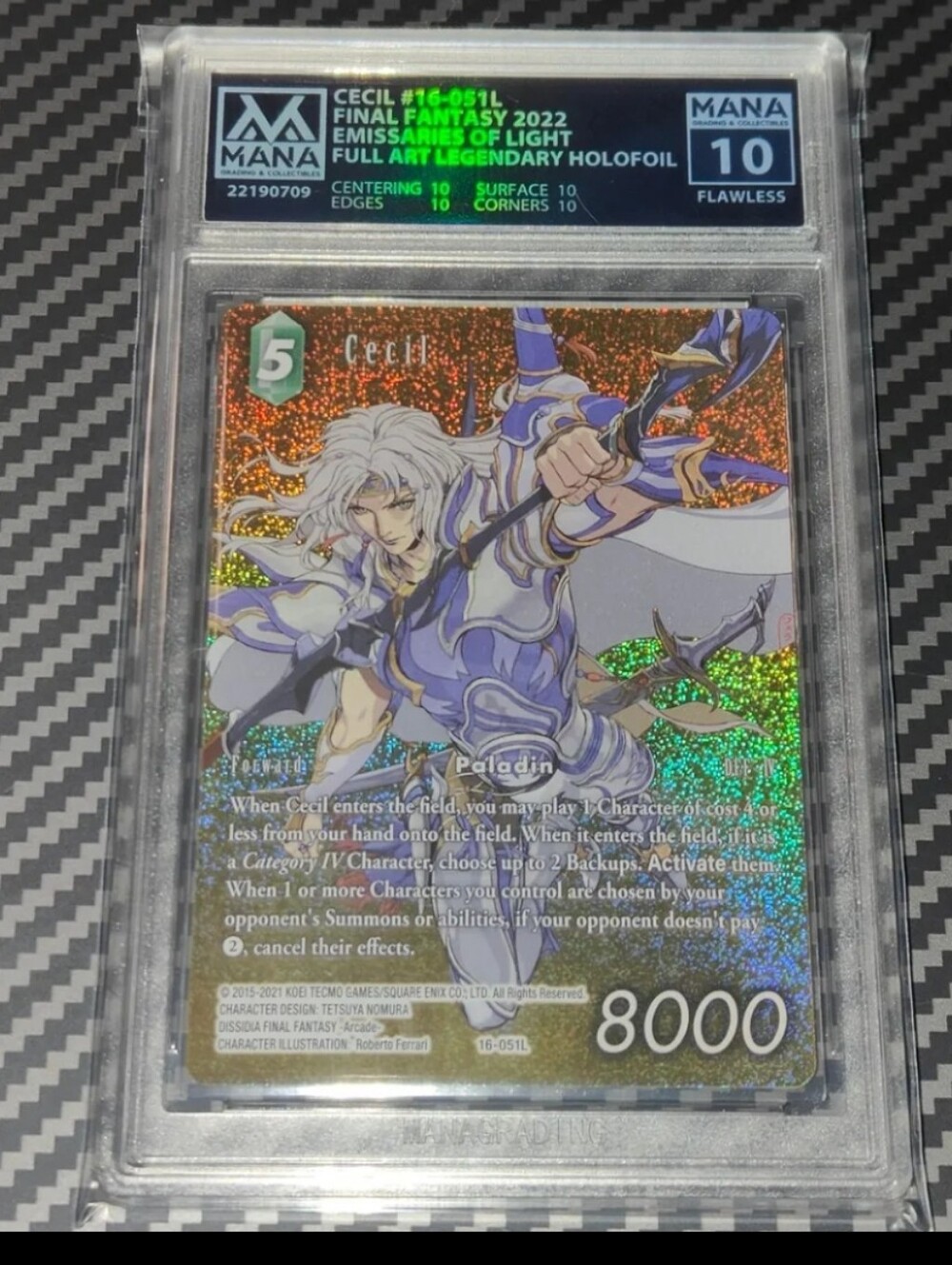 Cecil Legendary Full Art Holo card Final Fantasy TCG FF GRADED FLAWLESS 10 POP 1